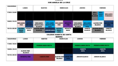 Horarios a partir del 1 de octubre