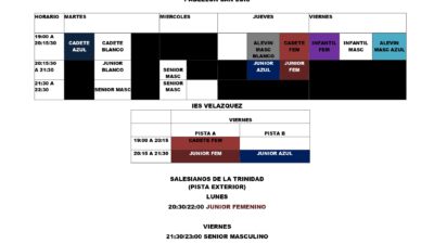 Horarios a partir del 1 de octubre